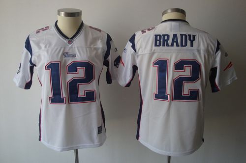 Patriots #12 Tom Brady White Women's Team Stitched Jersey